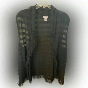 Chico's Black Fringe Sweater Vest, size 2 (L)
